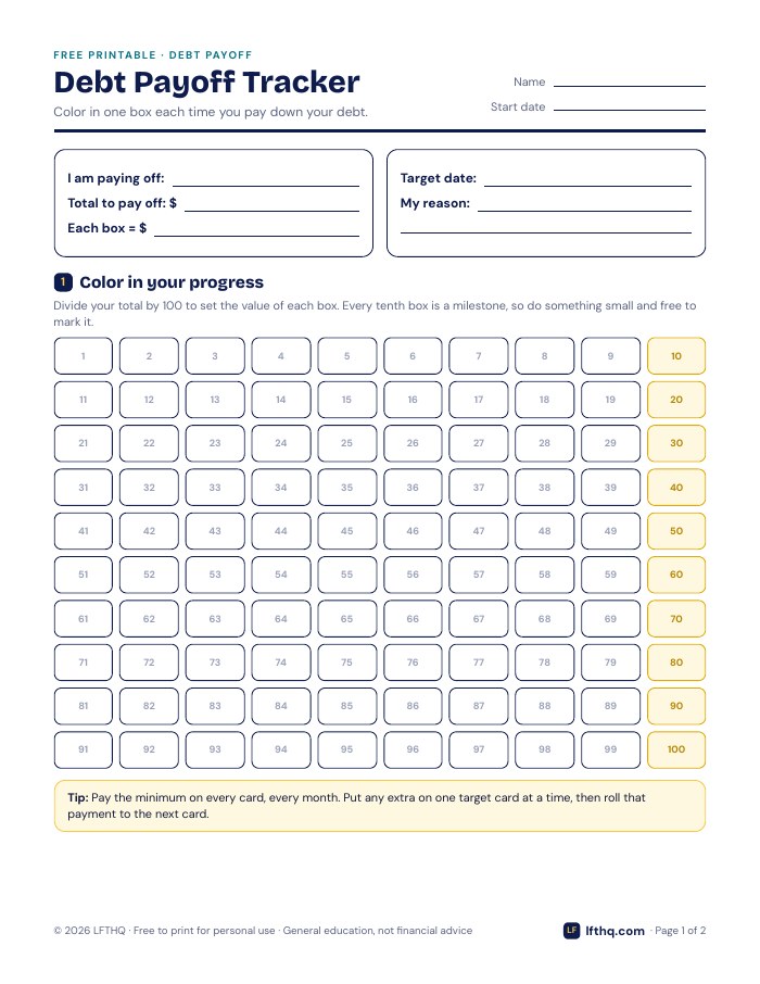 Preview of the Debt Payoff Tracker