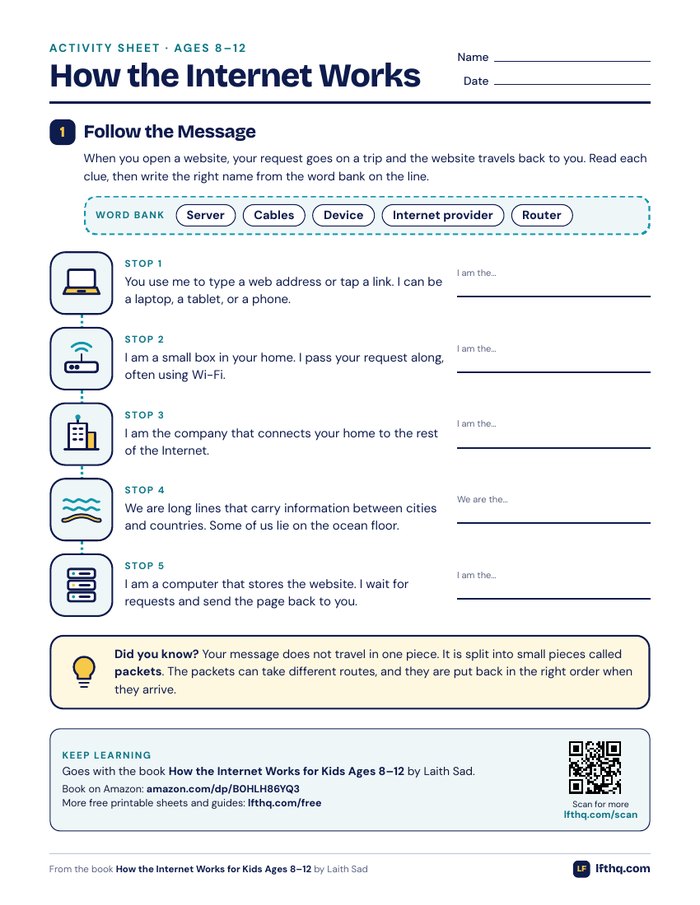 Preview of the How the Internet Works activity sheet